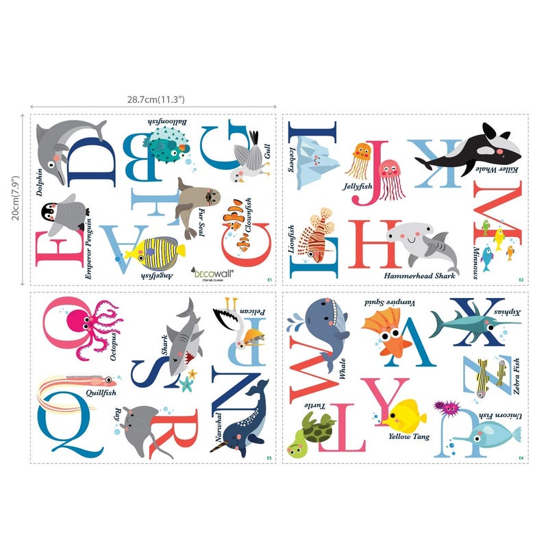 DECOWALL DS-8040 A-Z Ocean Alphabet Kids Wall Stickers Wall Decals Peel and Stick Removable Wall Stickers for Kids Nursery Bedroom Living Room (Small) d?cor - Image 5
